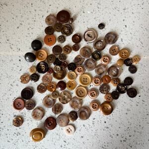 75+ Vintage Button Lot of Brown Buttons DIY Art Crafting Sewing Craft Mixed Set